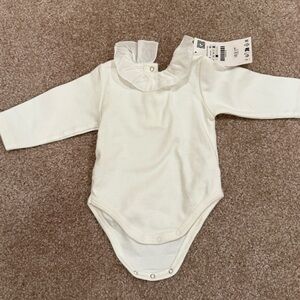 Zara ruffle collar onesie white
